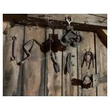 Barn trolley & old iron on wall