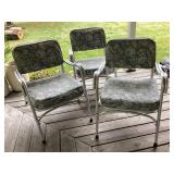 3 vintage aluminum patio chairs, great for porch