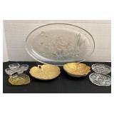 Oval decorative bowl, Weeping Bright Gold