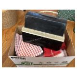 Vintage lunchbox, dish towels & more
