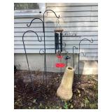 Small shepherd hooks, flag holders, wind chime,