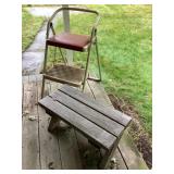 Cosco step stool & small wood bench