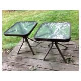 Pair of glass top patio accent tables, 18x18x18'