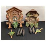 Vintage wood cuckoo clocks & weights
