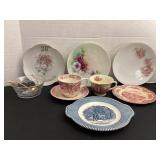 Vintage dishes, hand painted plates, berry bowl