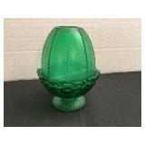 Fenton beaded & daisy green fairy lamp