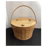 Longaberger sewing basket with wood flip top lid