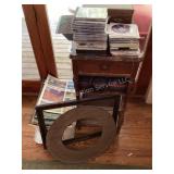 Telephone stand, maps, frames, CDs, cassettes &