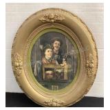 Vintage oval picture, 12 1/2x14 1/2'