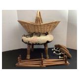 Vintage stool, accordion rack, vintage hooks &