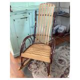 Amish hickory bent rocker, measures 22 1/2x32x43