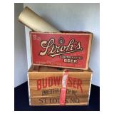 Budweiser Crate, Strohï¿½s box & vintage poster