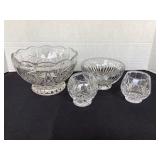 Lead Crystal bowls & rose bowls, 4 items