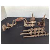 Antique bit braces, tenon cutters