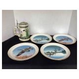 Ducks Unlimited 9 1/4" collector plates & stein
