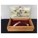 Buck Knife #526/1000 in wood box with duck theme