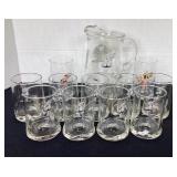 Vintage Grog comics pitcher & glasses