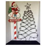 Metal tree card/picture holder & Snowman Stake,