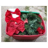 Tote of Bows & Garland, some lights