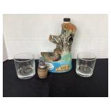 Beam Duck Decanter, Duck Rock Glasses & Bottle