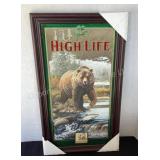 Miller High Life Brown Bear Beer Mirror,
