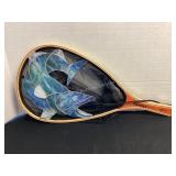 Landing Net with stained glass fish, 24x11"