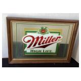 Miller High Life beer mirror, 20x15"
