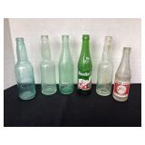 6 vintage beer & soda bottles, all glass