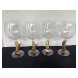 9" Wine glasses with antler on stems