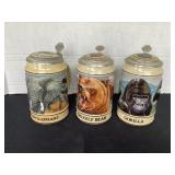 3 Budweiser Endangered Species Steins; African