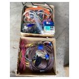 Boxes of wire, extension cords, belts,