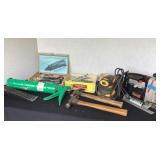 Rotary tool kit, alligator clips, caulk gun,