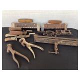 Clap board gauges, saw sharpening tools, saw