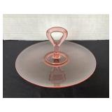 Pink depression glass serving tray