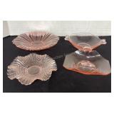 4 Pink Depression Glass Bowls, no damage