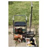Tricam step stool, General floor scrubber, shoe