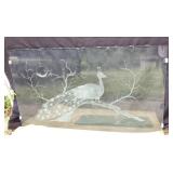 Large Etched Peacock Glass, great for repurposing