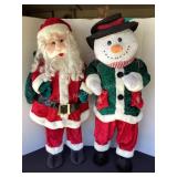 35" Santa & Snowman Figures