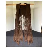 Vintage leather vest with long fringe