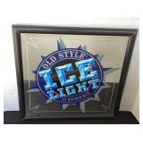 Old Style Ice Light beer mirror, 17 1/2" square