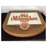Old Milwaukee beer mirror plastic sign, 19 1/4x17"