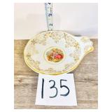 Porcelain Catchall Dish Gold Trim Romantic Scene