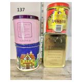 Vintage Decorative Tin Canisters Lot Tea & Candy (