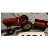 Red tractor and wagon