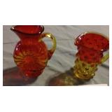 Amberina Hobnail creamer and Tangerine sunflower