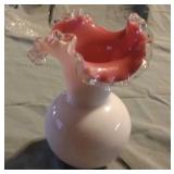Fenton Peach Crest glass vase