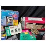 Steel wool pads, tub and wall caulk straps,