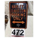 Metal Harley Davidson parking only sign 18ï¿½ x 12ï¿½