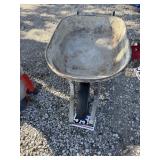 Wheel barrel has flat tire