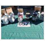 Holiday mugs and Santa bells